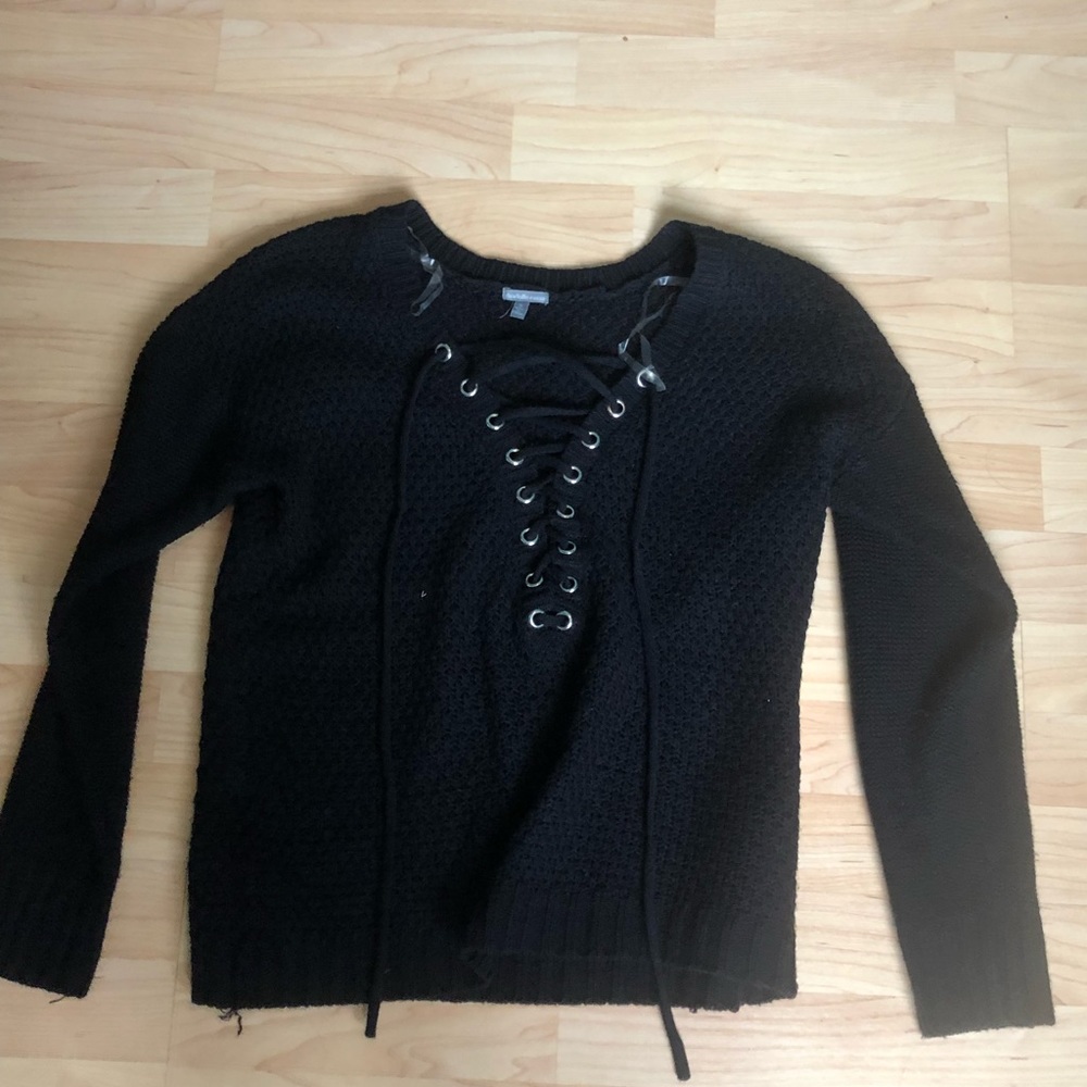 Black knit long sleeve sweater size S